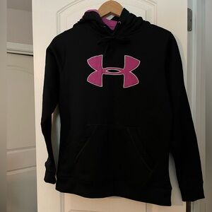 Under Armour Women’s Hoodie Black with Pink Logo Size M